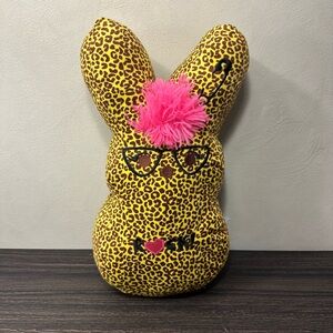 Peeps Punk Rock Bunny Yellow Cheetah Print 16" Easter Plush